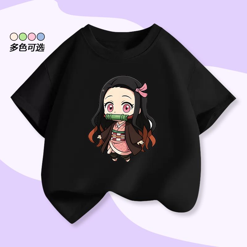 Demon Slayer Tama-chan Butterfly Shinobu Children's Short-Sleeved T-shirt Summer Girls' Summer Outfit Pure Polyester Top