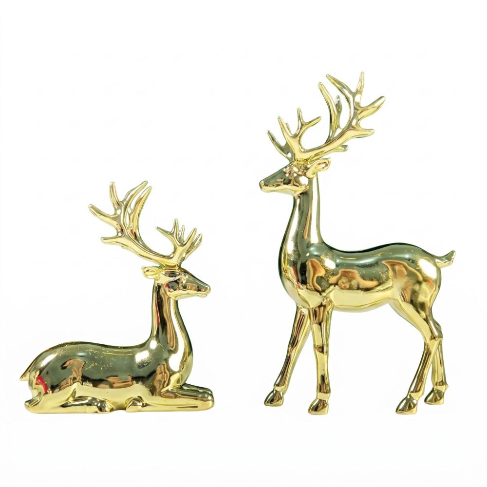 Sitting/Standing Position Deer Desktop Ornament Creative Christmas Deer Statue Office Desktop