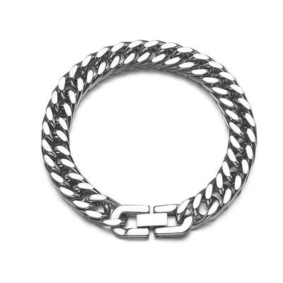 Titanium Steel Cuban Chain Bracelet: Unisex, Four-Sided, Double Weave, Hip Hop Style.