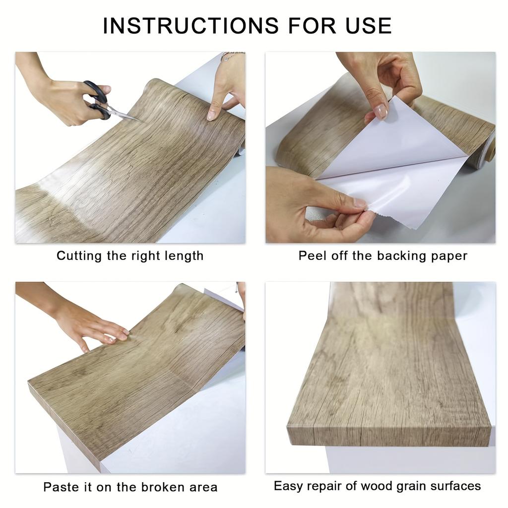 1Pc 5m/196.85in Self-adhesive Wood Grain Door Frame Decorative Stickers Wood Grain Skirting Waistline Home Decor Wall Stickers