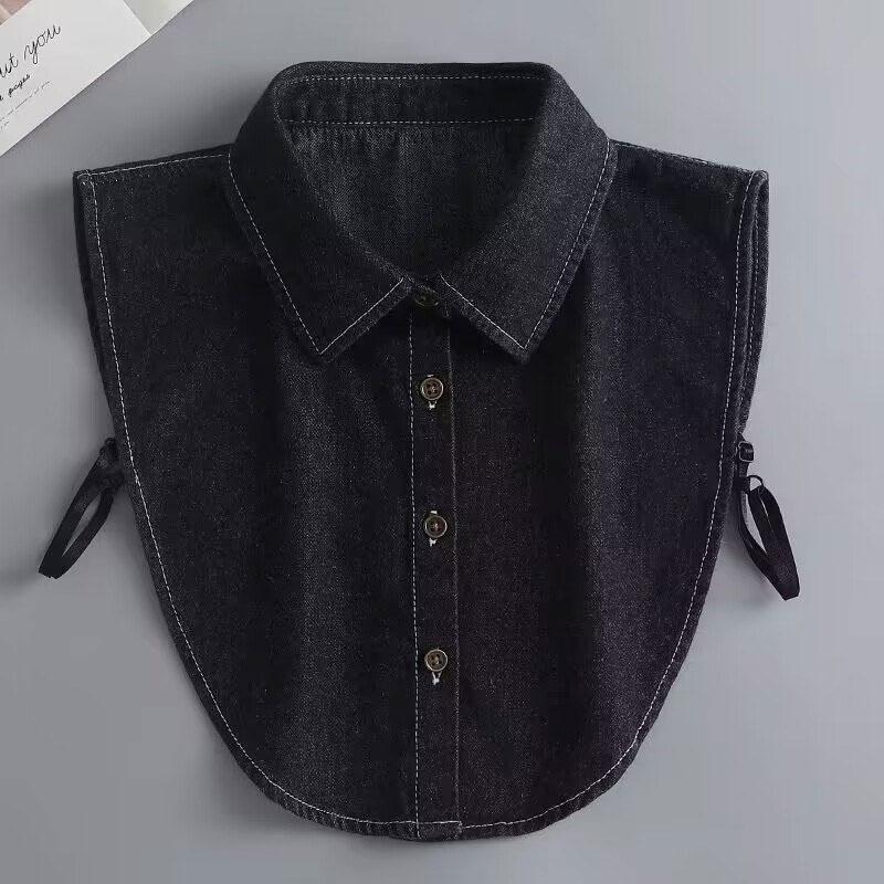Denim Fake Collar Fashion Shirt Collar Women'S Denim Shirt Detachable Dickey Collar Under Blouse For Lady Girls