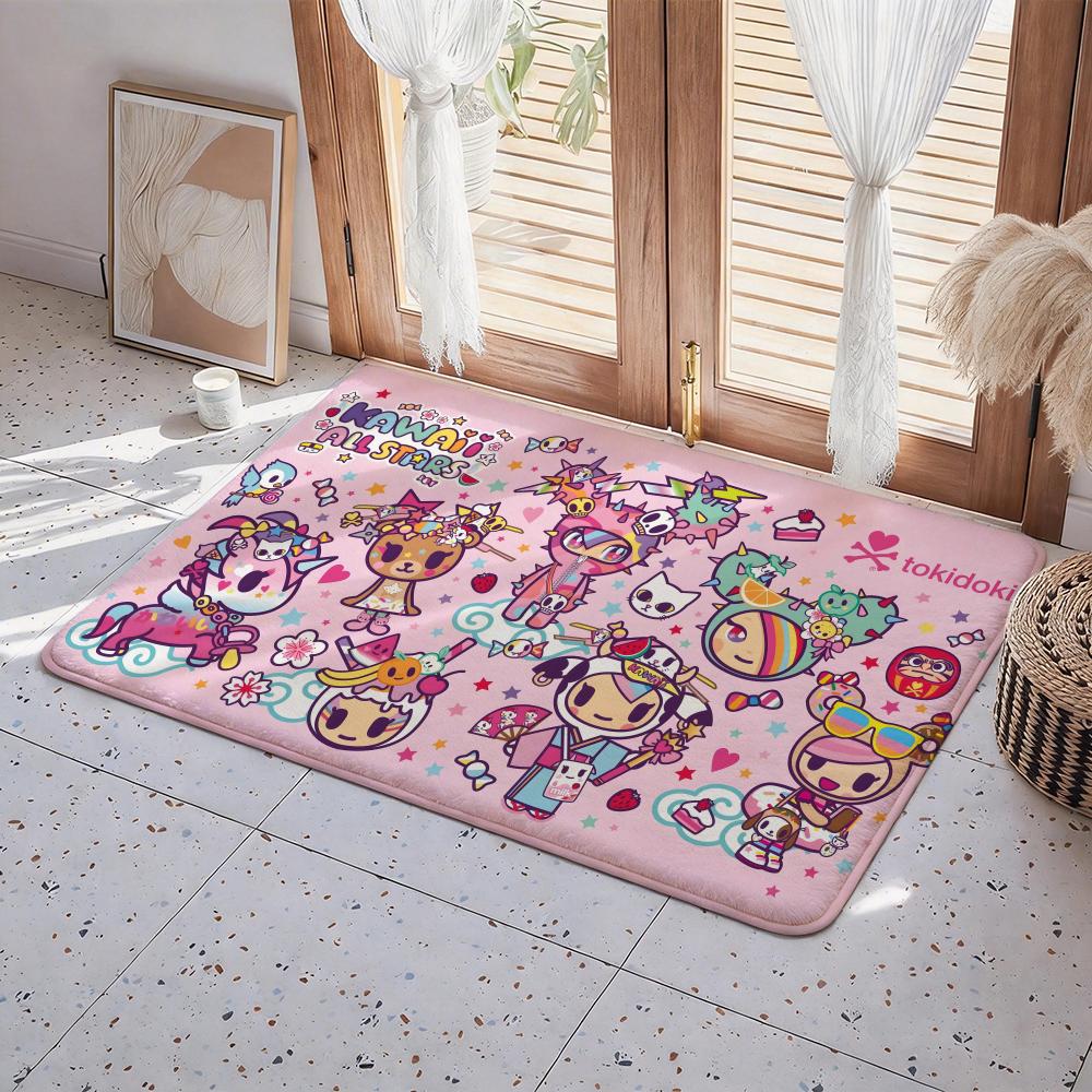 Character T tokidoki Floor Mat Eco Flannel Doormat Non Slip Odorless Indoor Floor Rug Soft Short Plush Home Mat