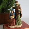 Vintage Holy Family Christmas Figurine Resins Nativity Scene Sculpture Holiday Tabletop Religious Decors Ornament Gift