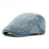 Unisex Retro Washed Denim Flat Cap Spring Summer Breathable Ivy Cabbie Hat Vintage Beret Casual Peaked Cap