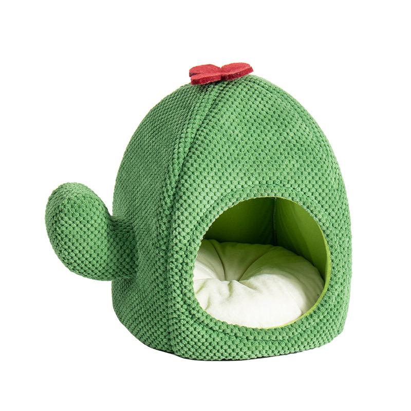 

Cactus Pet Nest Cat Nest Warm Kennel Autumn and Winter House Nest Cat Bed Warm Thicker зелёный