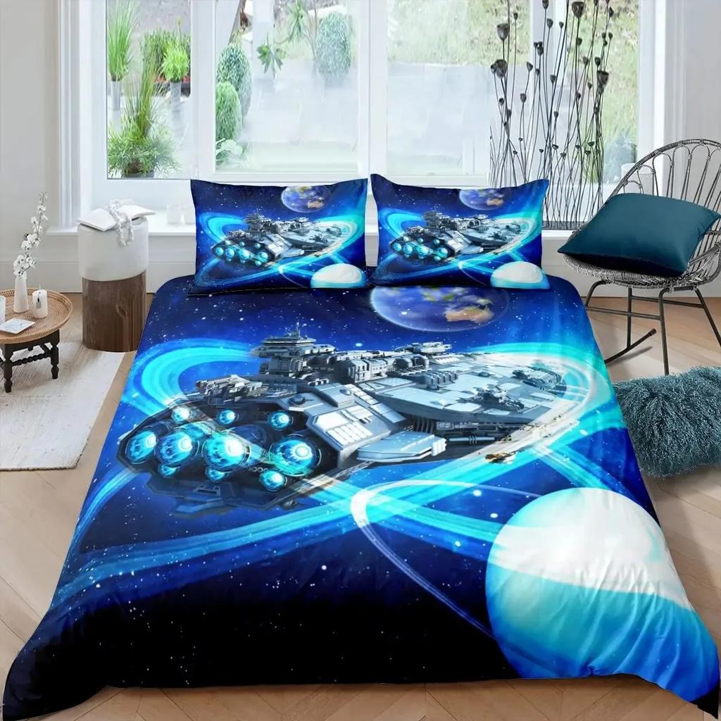 Aviation Duvet Cover Set, Air Balloon Bedding Set Space Ship Comforter Cover Space Exploration Bedding Set Luxury Quilt Cover