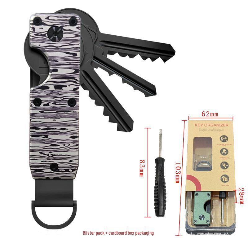 Aluminum Alloy Compact Keychain Organizer - Holds 2-6 Keys, Multifunctional and Portable