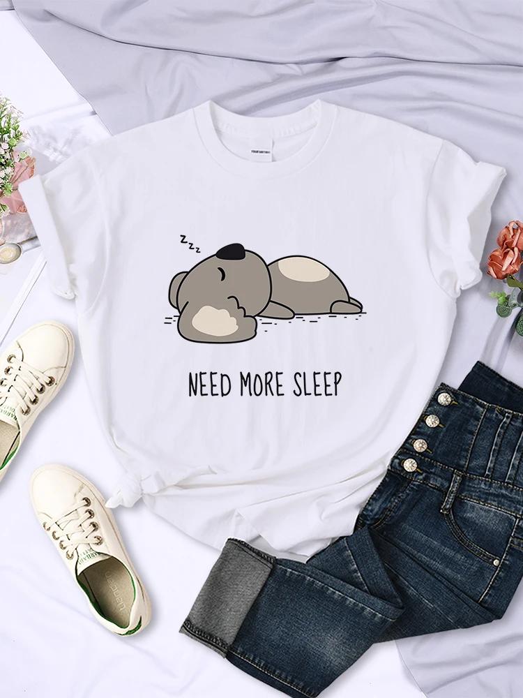Need More Sleep Cartoons Bear Women T-Shirt Street All-math Tops Fashion Hip Hop Casual Clothing Personality Female Short Sleeve