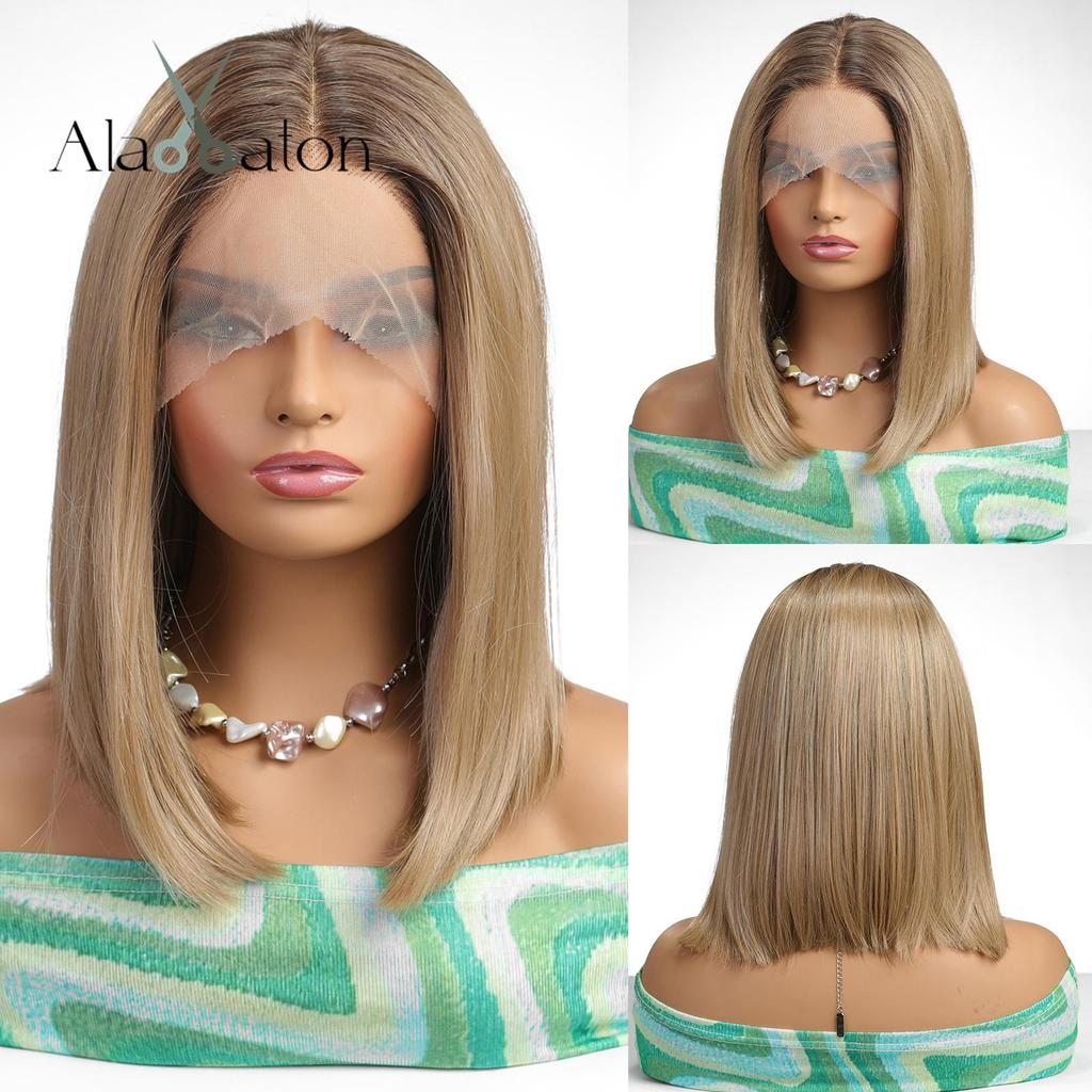 ALAN EATON Syntetická dámská krajková paruka 13x4 Dlouhé vlnité paruky Blond barva Denní párty Vlasy s vysokou hustotou odolné vůči teplu