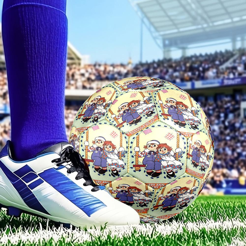Raggedy Ann And Andy Adventure Size 5 Soccer Ball, Suitable for Training and Matches, High-Elasticity, Wear-Resistant Material Gift for Fan