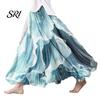 Long Skirt Maxi High Waisted 3D Floral Print Large Hem Lightweight Bohemia Style Summer Slimming Work Leisure Daily Wear Boho