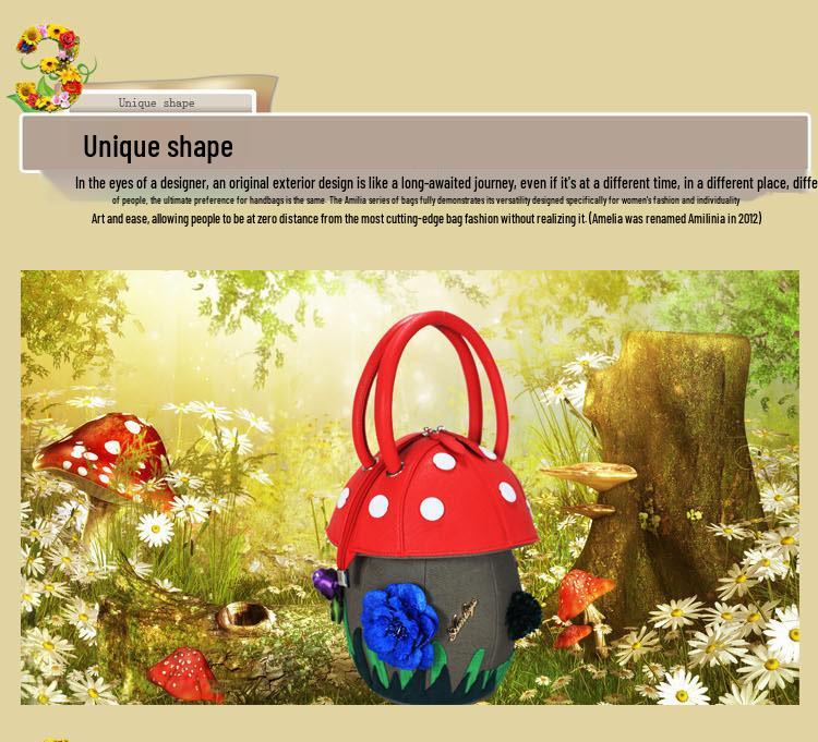 2025 Cute Candy Color Women's Handbag - Japanese-Inspired Casual Mushroom Design