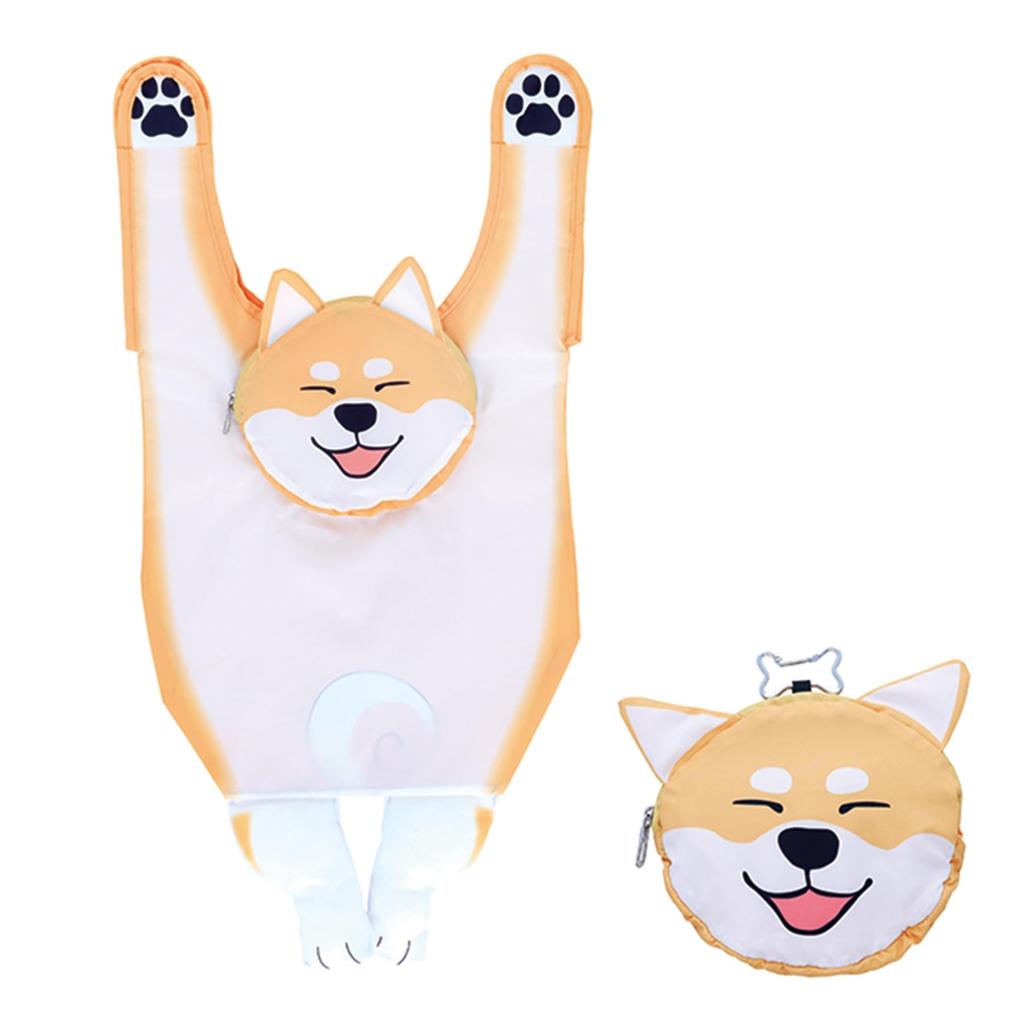 Marushin Wonderful Peace Eco Bag with Shiba Inu and Swing Recycled Carabiner 0765011800 Design, Polyester, Included,