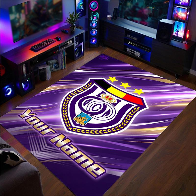 Kristall-Samt-Teppich Anderlecht FC Aufdruck Benutzerdefinierter Name Text Fußmatte Heimdekoration