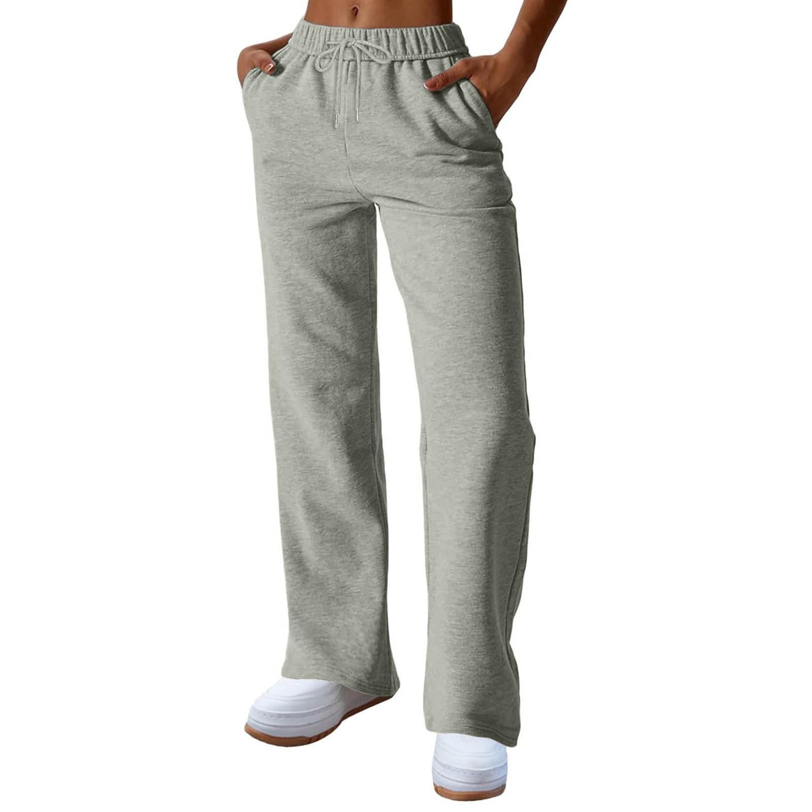 

Женские модные свободные однотонные спортивные штаны на шнурке, повседневные брюки с карманами XL светло-серый