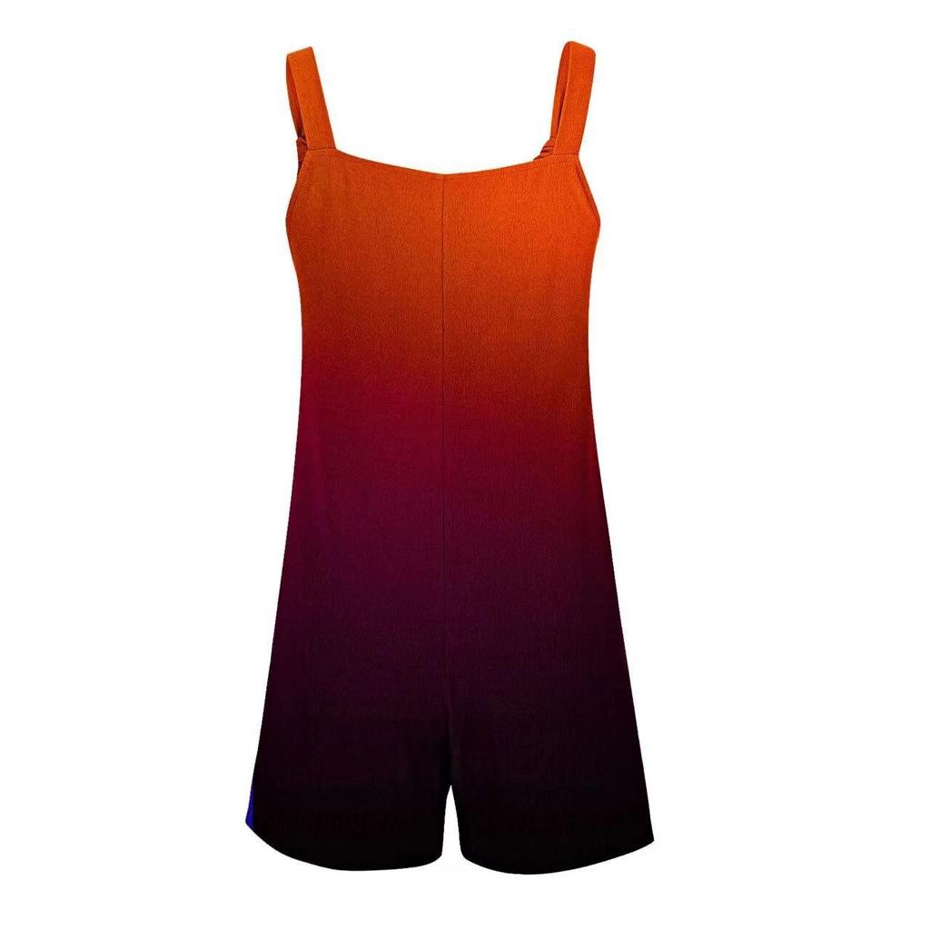 Women's Summer Jumpsuit Shorts, Striped Printed Fashionable Casual Jumpsuit