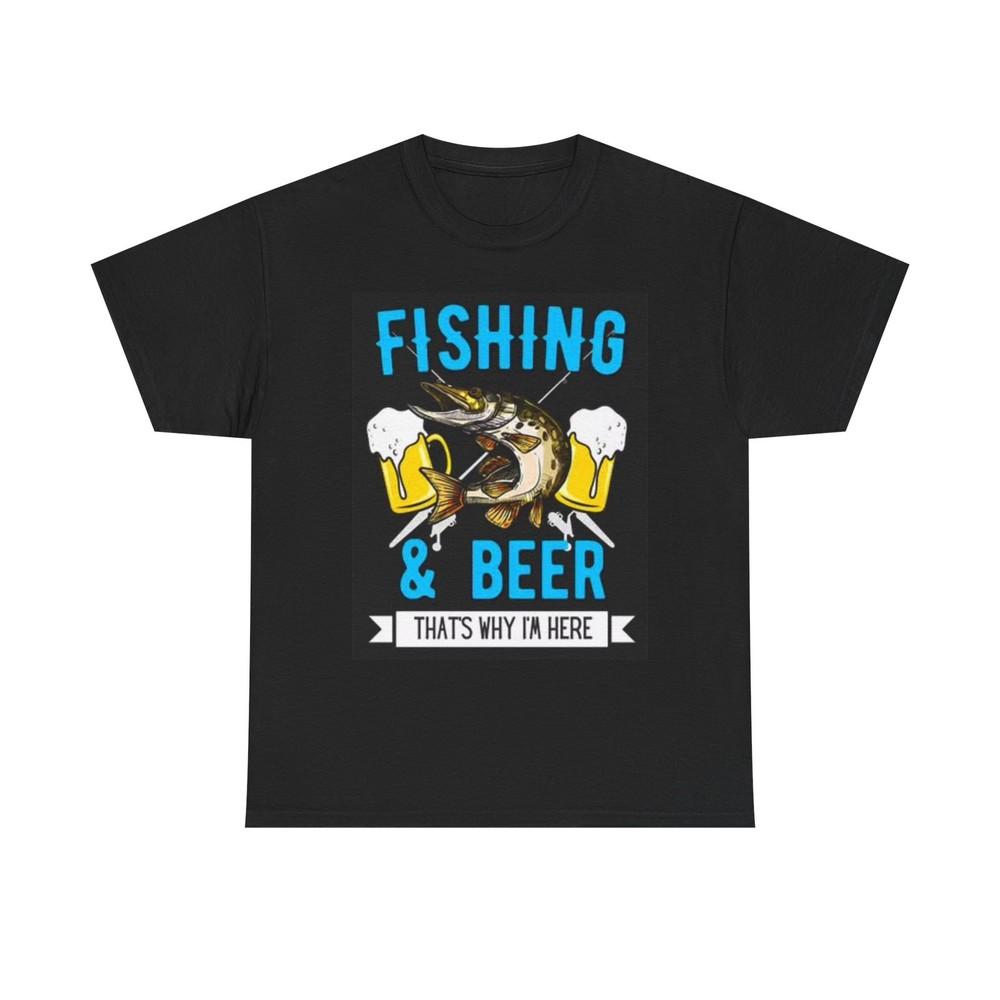 

Fishing And Beer Graphic T Shirt Outdoors Hiking Unisex Heavy Cotton Tee 3XL
