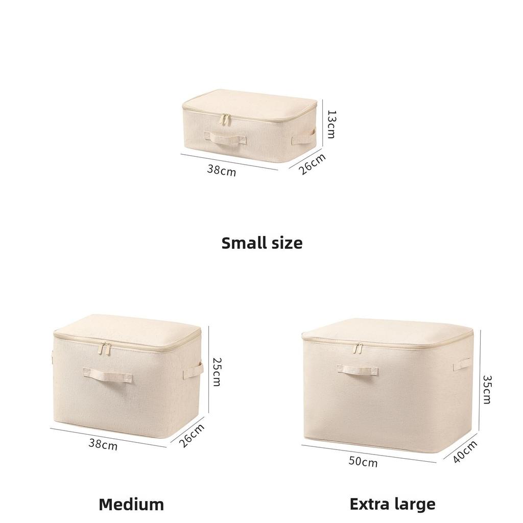 Cotton Linen Storage Bag With Zipper For Bedroom Closet Organization