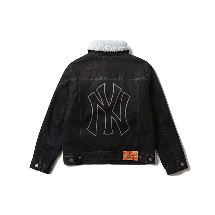 MLB New York Yankees Polo Collar Denim Jacket Unisex Jacket Black 31JPN1041-50L