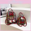 Retro Red Plaid Kt Cat Backpack With Bowknot For Girls And Students