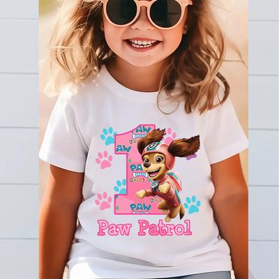 Roztomilé tričko PAW Patrol s číslom Kreslené oblečenie pre dievčatá Krátky rukáv Letné Batoľa Bavlna Narodeninový outfit pre deti Vonkajšie oblečenie Darčeky