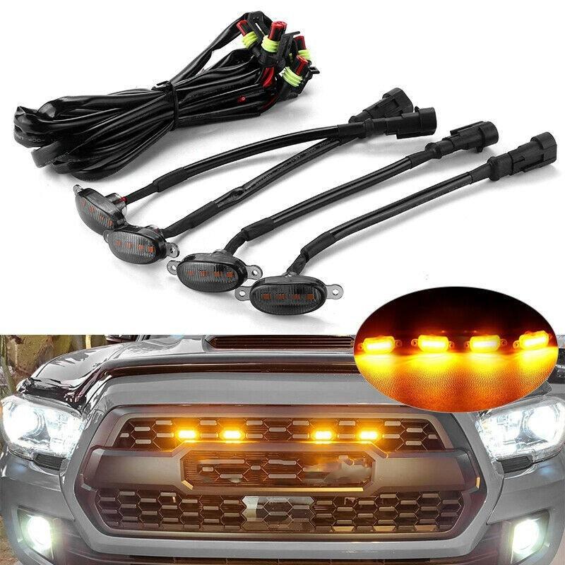 Off Road Vehicle Sedan Grille Grille Grille Decoration Daytime Running Light Led Warning Light Car Grille Small Yellow Light
