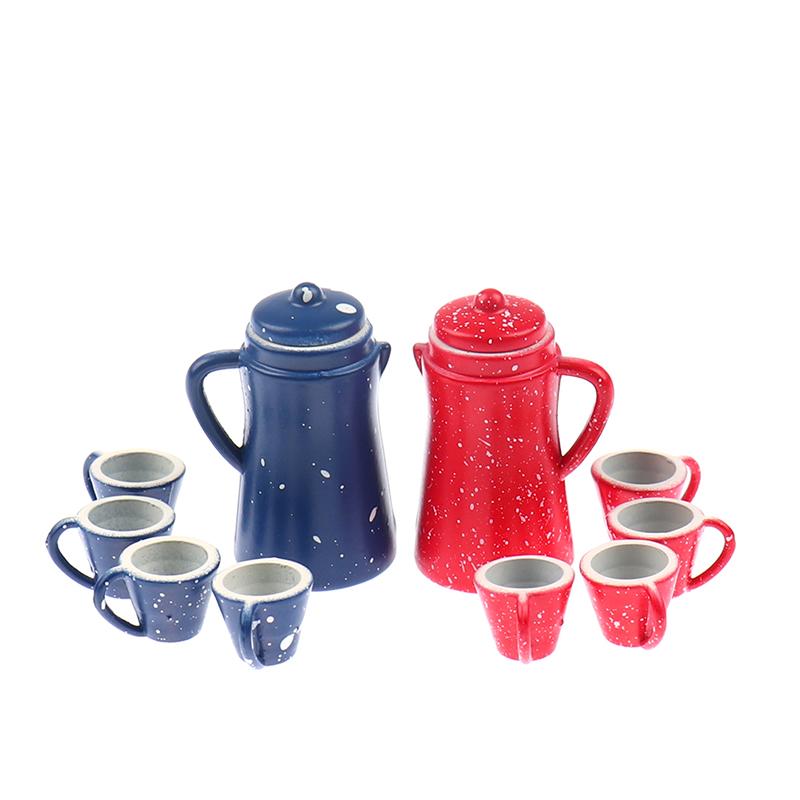 5Pcs/Set 1:12 Mini Toy Model Doll House Accessories Creative Red Kettle Decorate