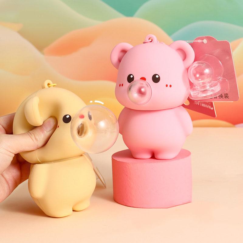 Cute Silicone Cartoon Bear Bubble Blowing Key Chain Stress Relief Animal Gift for Children's Day