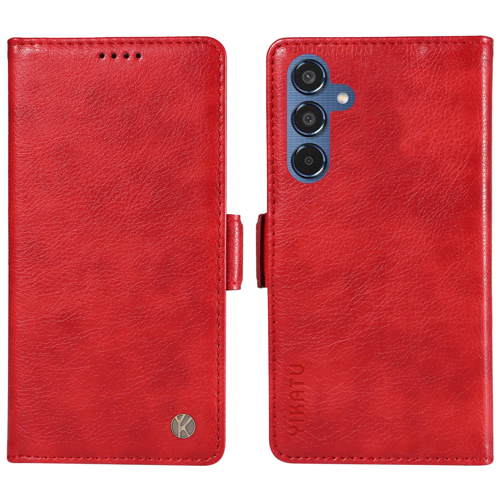 

YIKATU YK-007 Чехол для Samsung Galaxy M35 5G с держателем для карт Кожаная крышка для телефона с текстурой личи J