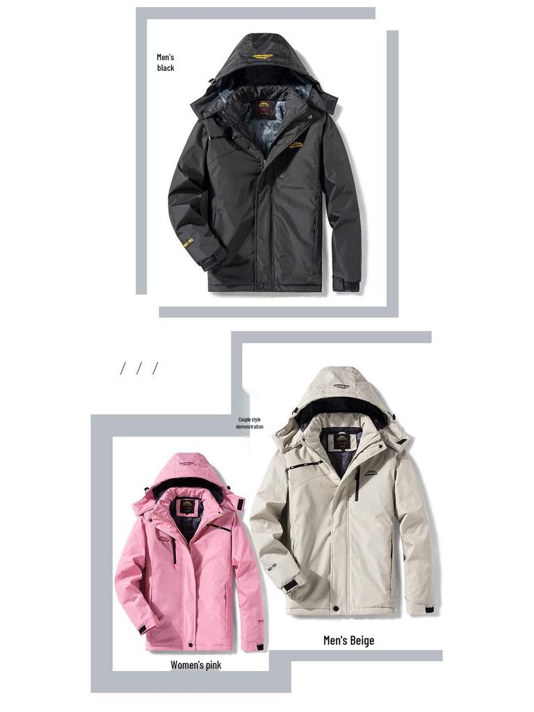 Men's Waterproof Fleece-Lined Winter Jacket for Mountaineering, Camping, and Travel