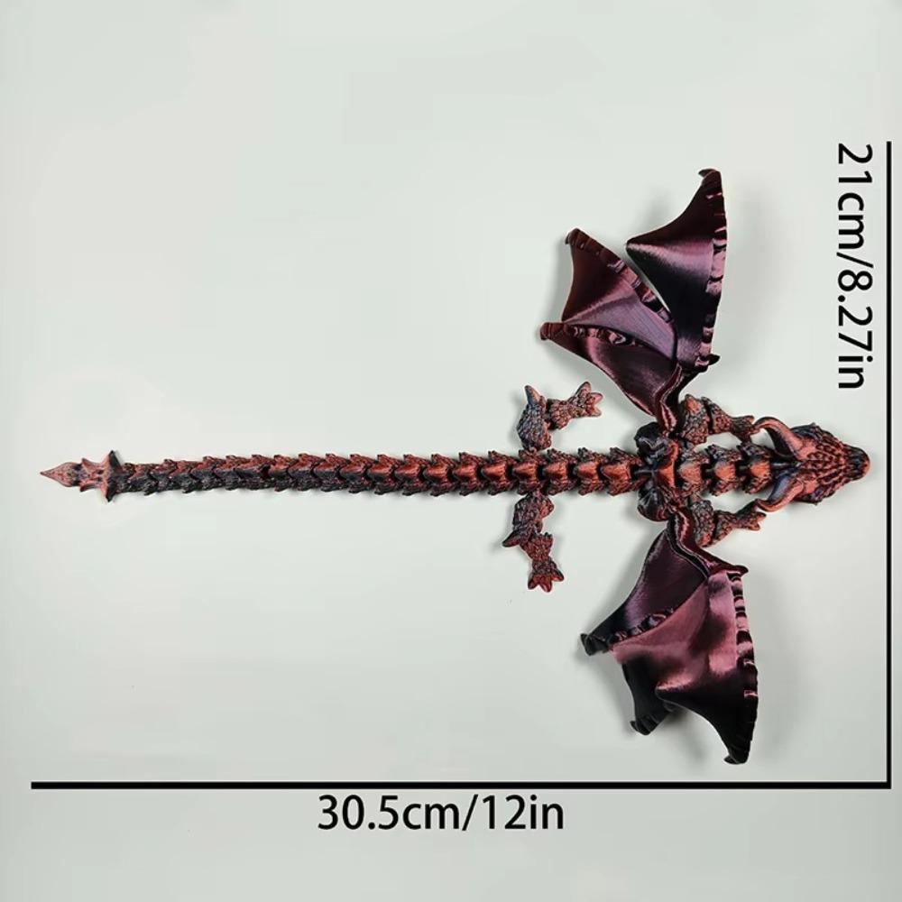 3D Printed 3D Printed Dragon Figurine Winged Design Multi-Jointed Movable Winged Carriage Dragon Dragon Toy Home Decoration