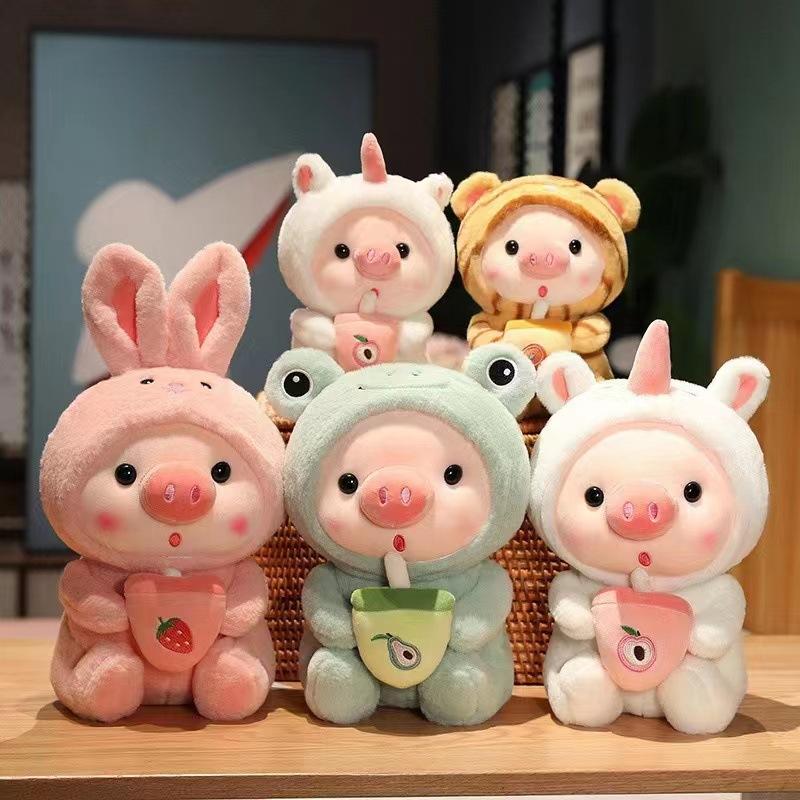 Ins healing Department Internet celebrity transformation milk tea pig doll to send girls doll children birthday gift plush toy