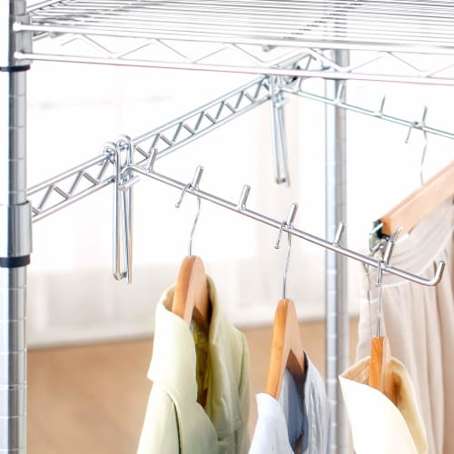 Doshisha Luminous Slim Steel Rack, 75cm Wide, 5 Shelves, with Rust-Resistant Casters, Heavy-Duty Storage Shelf, 135kg Load Capacity (Per Shelf), Wide