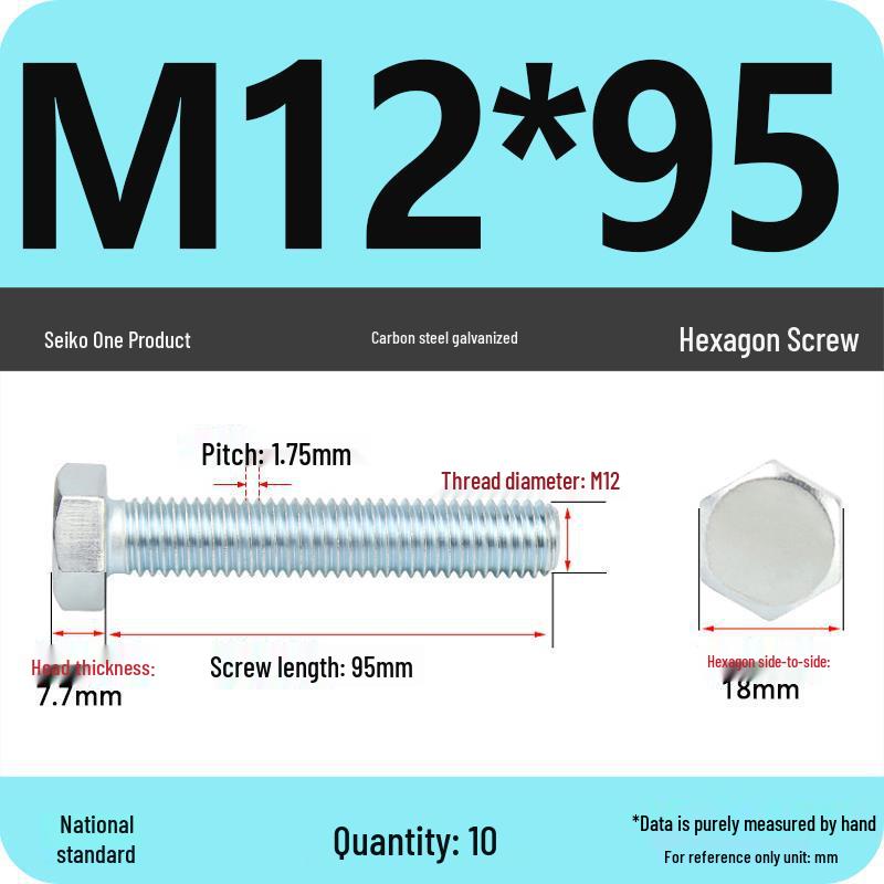 8.8 Grade Galvanized Hex Head Bolt, High-Strength M4-M30