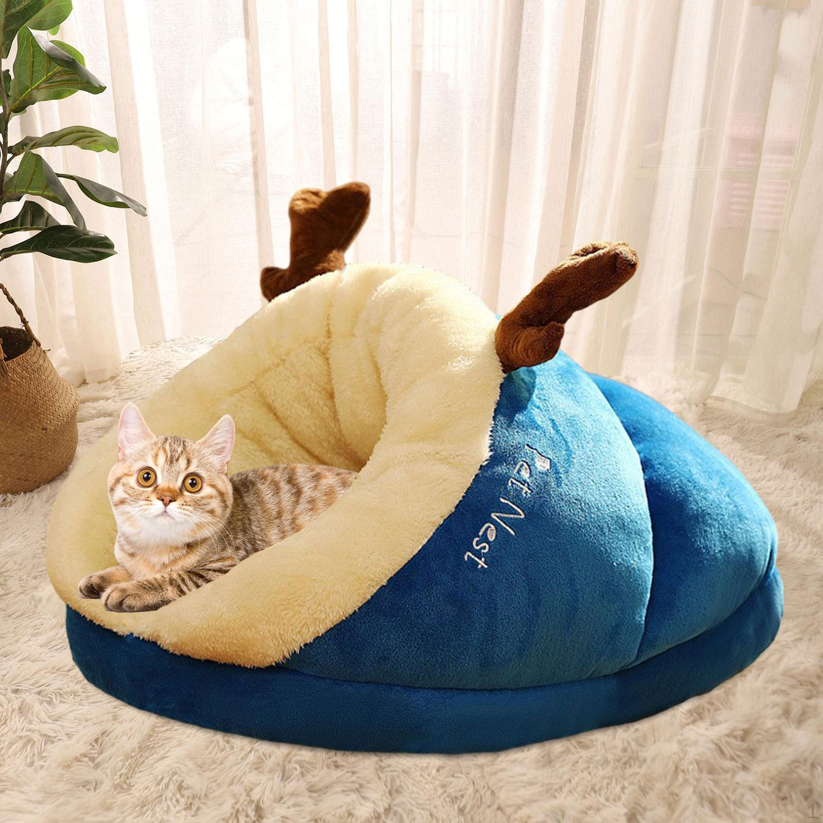 

Ліжко для кота Собака будка Спальне гніздо Мила тепла печера Плюшевий м який будиночок для риття M