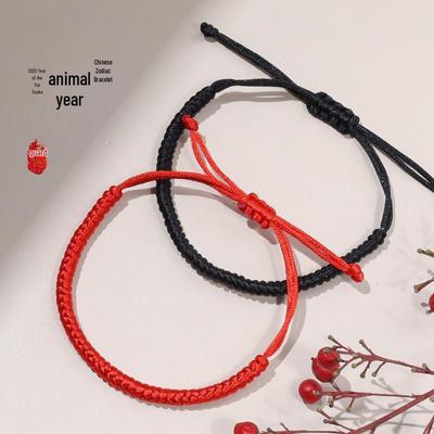 Verstellbares rotes Seilarmband mit reinem Diamantenknoten - Unisex-Tierkreisdesign