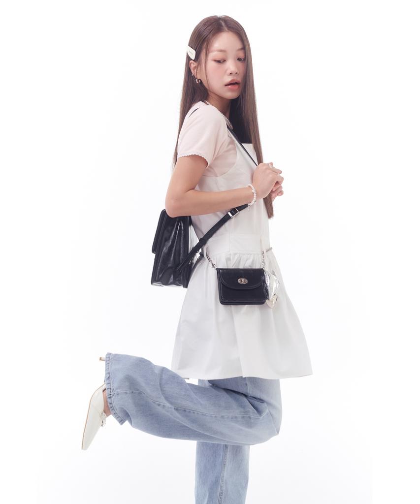 Anoetic Non Sleeve Shirring Dress_White