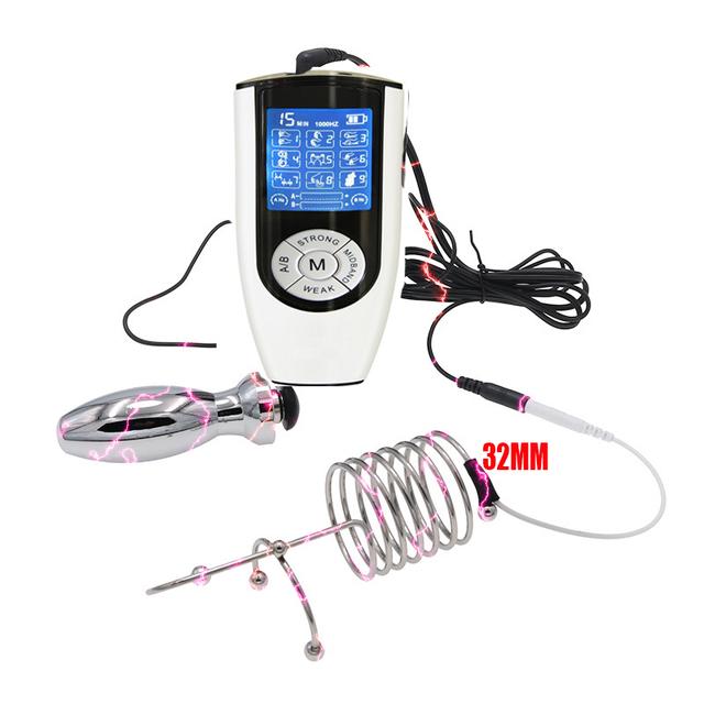 Bdsm Electric Shock Anal Plug Penis Plug Electrosex Rings E-stim Anus Stimulator Chastity Cage Masturbation Sex Tools For Men