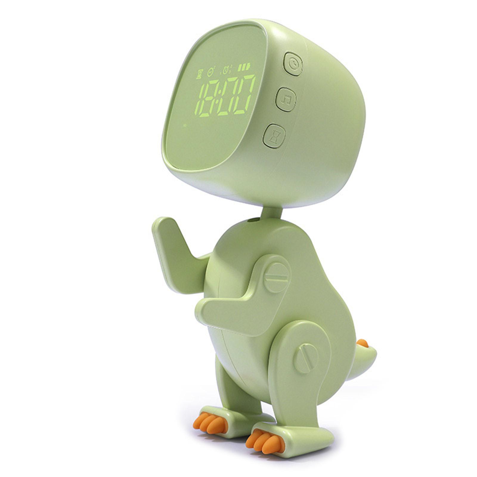 

Будильник Динозавр Цифровой будильник для спальни Мультяшные прикроватные часы Детский сон Тренер Ночной Свет Подарки зелёный