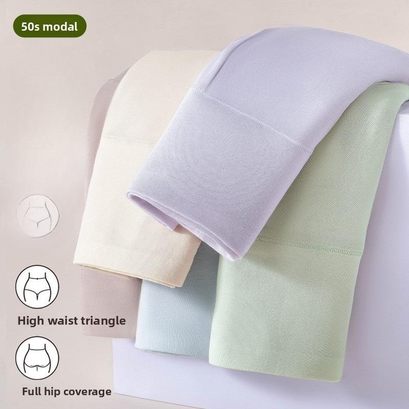 Large Size Lady Spring and Autumn Maintenance Mulberry Silk Antibacterial Crotch High Waist Abdominal Wrap Hip Briefs