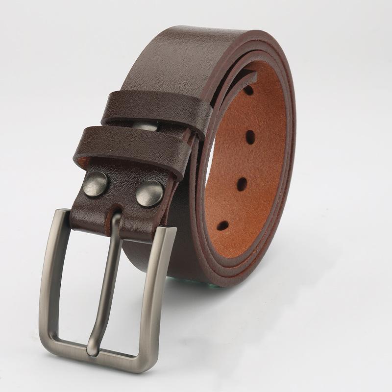 Men Belt Genuine Cowskin Top Layer Leather Soft Jeans Cowhide Belts for Men High Quality Fashion Style Vintage Brown Cowboy Male Belt