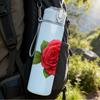 1PC Single Red Rose Bloom 750ml Color Plastic Sports Water Bottle Leakproof Flip Straw Lid For Sports Office Home Use
