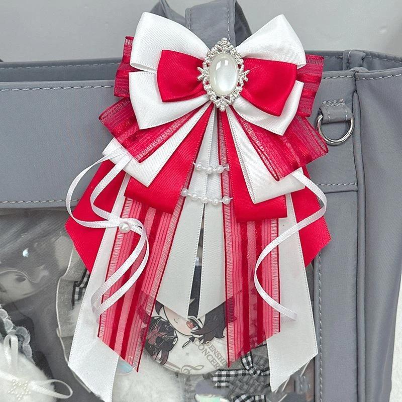 Anime DIY Itabag Double Layer Bow Ribbon Pendant Lolita Handbag Soft Durable Bag for School Travel Cosplay