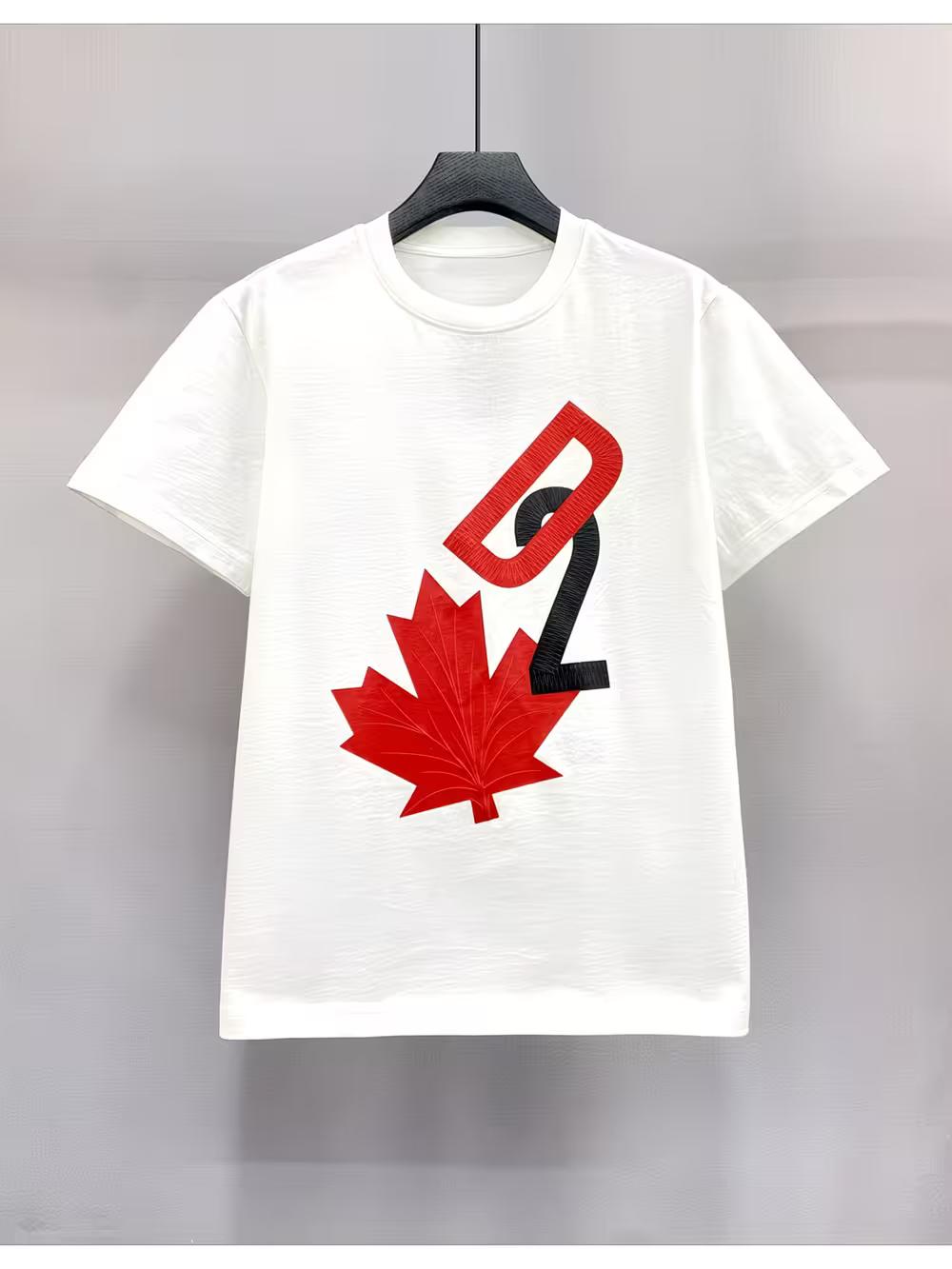 

D2 Quadratic Men S Heavyweight T-Shirt - Striking Red Maple Leaf & D2 Logo Design L
