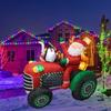1.5M/5FT Santa Drive Tractor Christmas Inflatable Decorations with LEDs Toys Mdodel Xmas Outdoor Ornament New Year Garden Decor