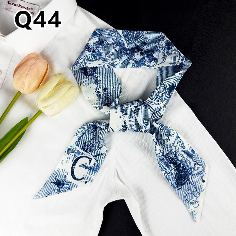 New Long Versatile Silk Scarf Tied Hair Band Bow Letter Floral Streamer Tied Bag Gift Small Silk Scarf