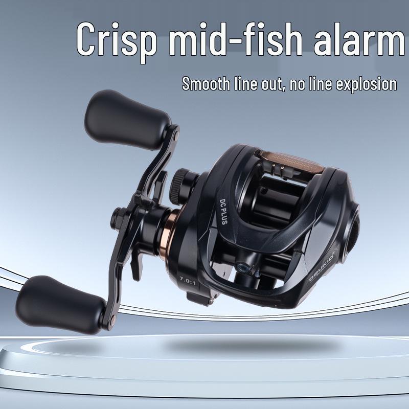 Blue Boat DC PLUS Baitcasting-Rolle: Micro-Lure-Rolle mit eingebautem Wurfgeräusch, Anti-Rücklauf-System und Doppelbremse.