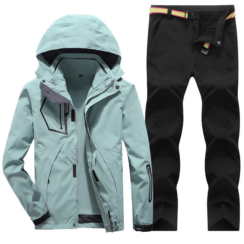 Unisex Cross-Border Hooded Windbreaker Jacket: Three-in-One Velvety Thickening for Autumn/Winter Mountaineering