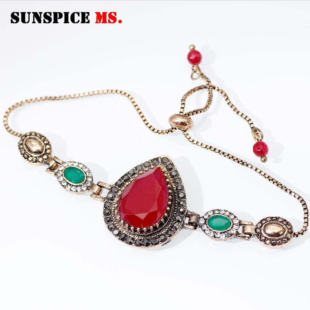 

Браслет золотого цвета в стиле ретро, ​​турецкие винтажные украшения для женщин красный