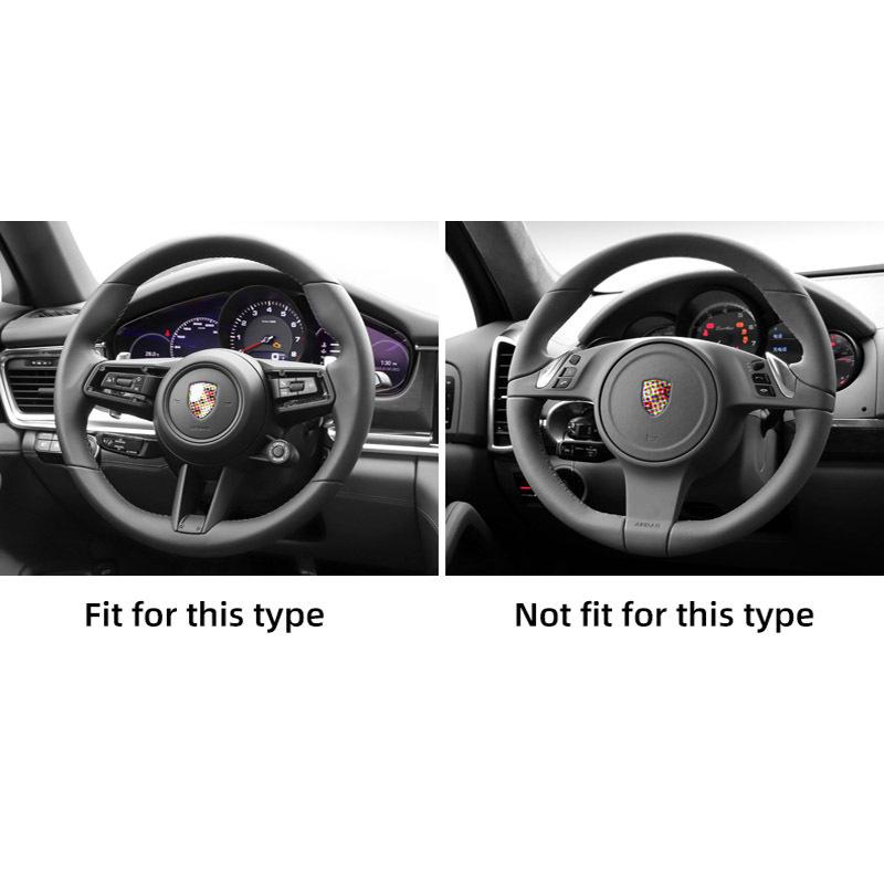 Carbon Fiber Car Steering Wheel Center Trim Emblem Sticker For Porsche 911 Panamera Cayenne Boxster Taycan